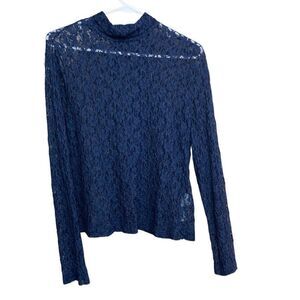 620. Rejina pyo blue sheer lace long sleeve top size (16) see measurements